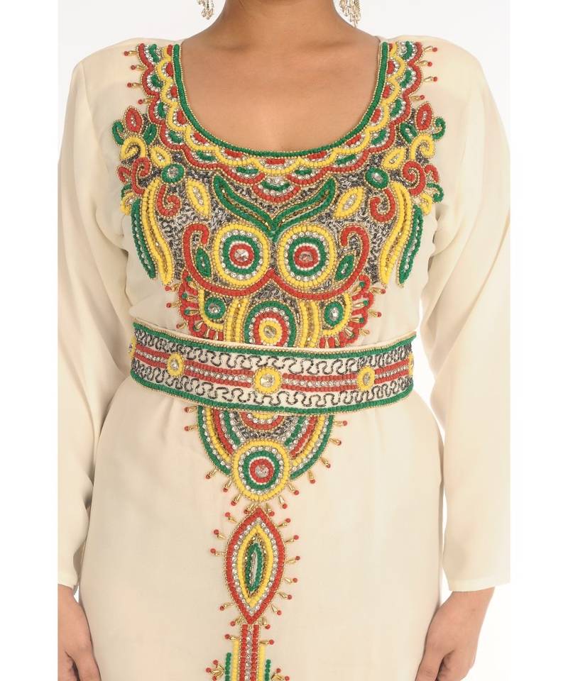 Multicolor Georgette Embroidered Zari_Work Islamic-Kaftans