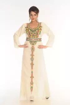 Multicolor Georgette Embroidered Zari_Work Islamic-Kaftans