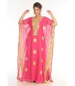 Pink Georgette Embroidered Zari_Work Islamic-Kaftans
