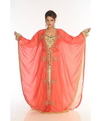Multicolor Georgette Embroidered Zari_Work Islamic-Kaftans 1