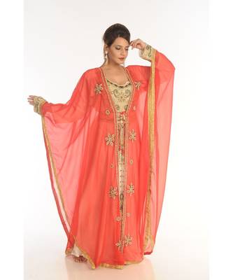 Multicolor Georgette Embroidered Zari_Work Islamic-Kaftans 2