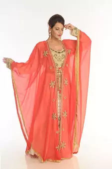 Multicolor Georgette Embroidered Zari_Work Islamic-Kaftans