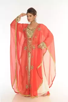 Multicolor Georgette Embroidered Zari_Work Islamic-Kaftans