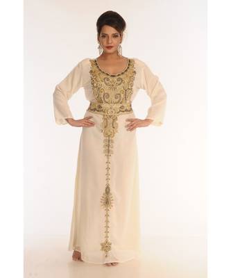 Multicolor Georgette Embroidered Zari_Work Islamic-Kaftans 4