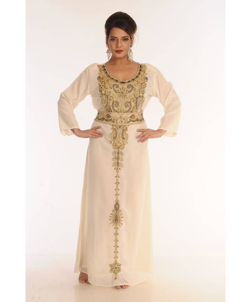 Multicolor Georgette Embroidered Zari_Work Islamic-Kaftans