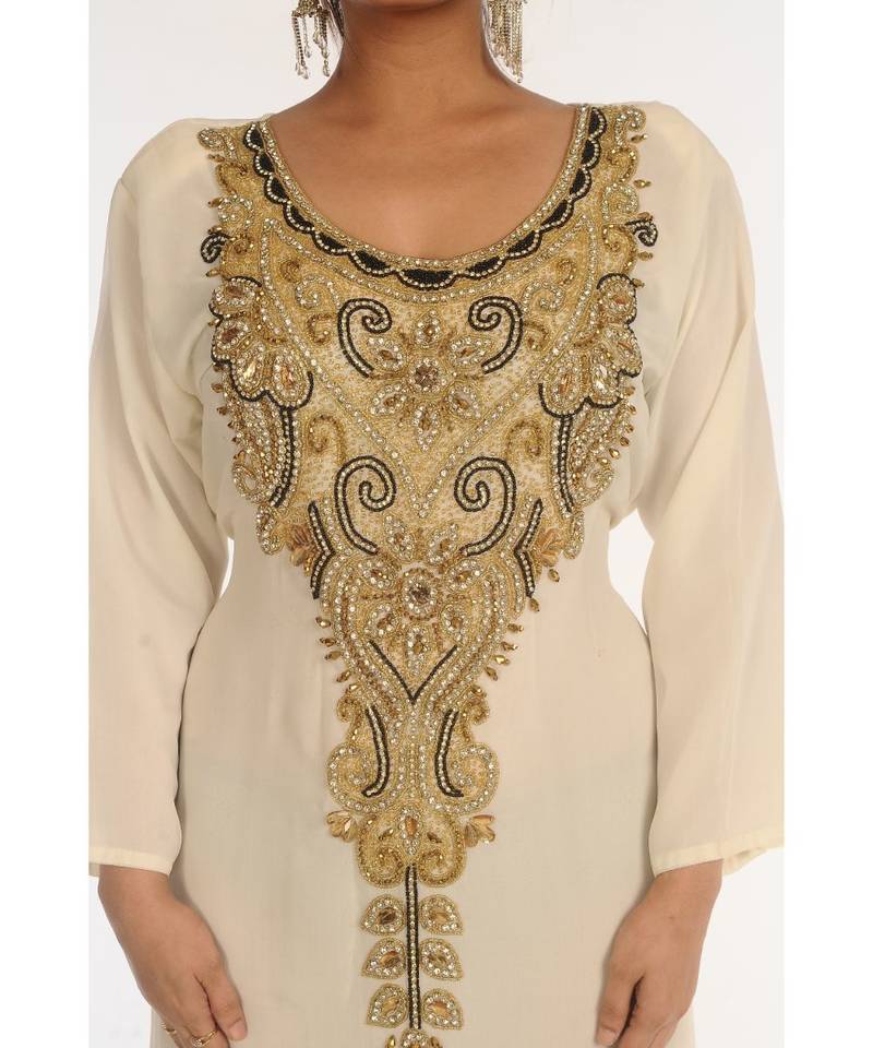 Multicolor Georgette Embroidered Zari_Work Islamic-Kaftans