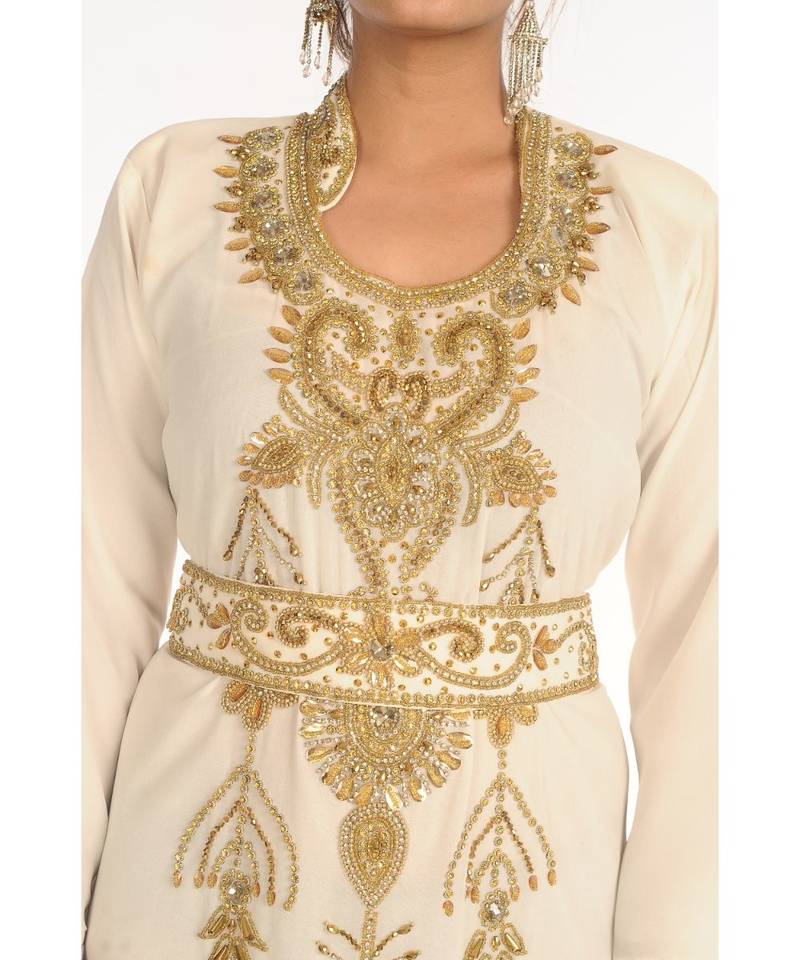 Multicolor Georgette Embroidered Zari_Work Islamic-Kaftans