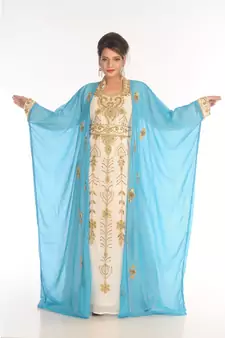 Multicolor Georgette Embroidered Zari_Work Islamic-Kaftans