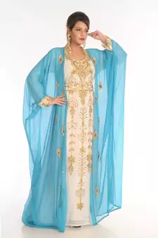 Multicolor Georgette Embroidered Zari_Work Islamic-Kaftans