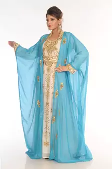 Multicolor Georgette Embroidered Zari_Work Islamic-Kaftans