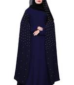 Justkartit Navy Blue Color Nida + Chiffon Abaya Burka Wth Hijab Scarf For Women