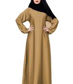 Justkartit Beige Color Plain Nida Abaya Burka With Chiffon Hijab Scarf For Women