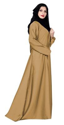Justkartit Beige Color Plain Nida Abaya Burka With Chiffon Hijab Scarf For Women 3