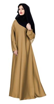Justkartit Beige Color Plain Nida Abaya Burka With Chiffon Hijab Scarf For Women 4