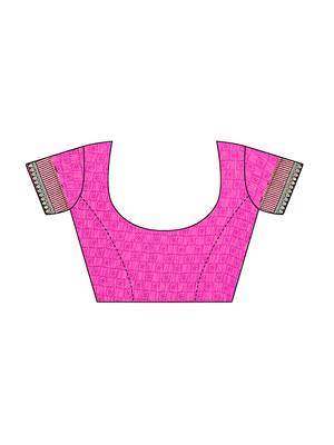 Pink printed georgette saree with blouse 5