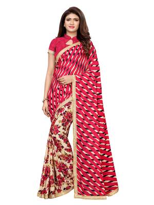 Beige Printed Georgette Saree With Blouse 1