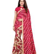 Beige Printed Georgette Saree With Blouse