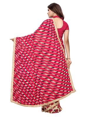 Beige Printed Georgette Saree With Blouse 4