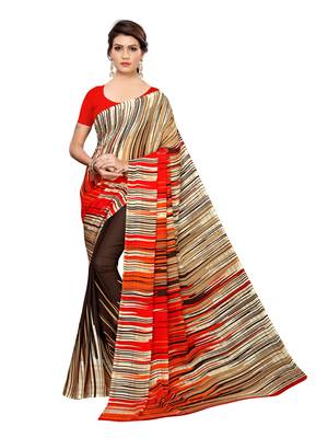 Multicolor printed georgette saree with blouse 1