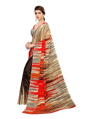 Multicolor printed georgette saree with blouse 2