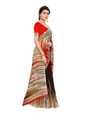 Multicolor printed georgette saree with blouse 3