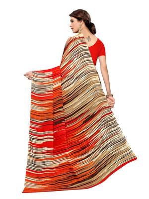 Multicolor printed georgette saree with blouse 4