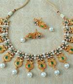 Lalso Beautiful Delicate Pearl Drop Green Necklace Earring Jewelry Set - LDN20_GR