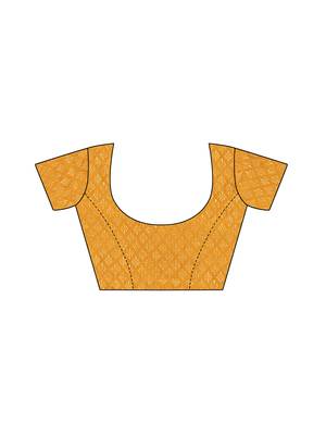 Yellow woven poly silk saree with blouse 5