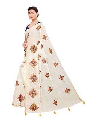 White embroidered chanderi saree with blouse 2