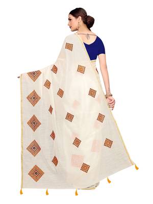 White embroidered chanderi saree with blouse 4