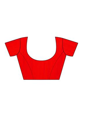 Red printed georgette saree with blouse 5