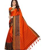 Orange woven poly silk saree with blouse