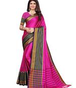 Magenta woven poly silk saree with blouse