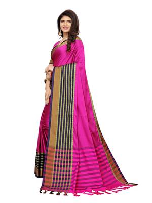 Magenta woven poly silk saree with blouse 2