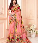 Multicolor printed georgette saree with blouse