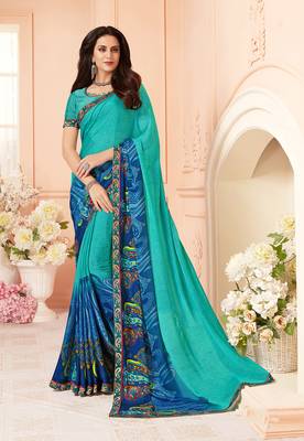 Multicolor printed georgette saree with blouse 1