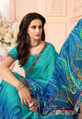 Multicolor printed georgette saree with blouse 2