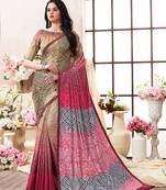 Multicolor printed kanjivaram art silk saree with blouse