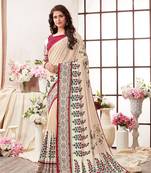 Multicolor printed kanjivaram art silk saree with blouse