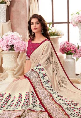 Multicolor printed kanjivaram art silk saree with blouse 2