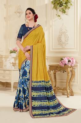 Multicolor printed manipuri silk saree with blouse 1