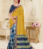 Multicolor printed manipuri silk saree with blouse