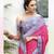 Dark pink printed chiffon saree with blouse