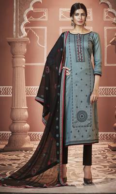 Grey Embroidered Silk Blend Salwar 1