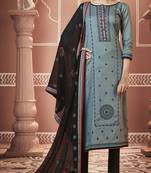 Grey Embroidered Silk Blend Salwar