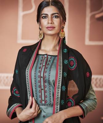 Grey Embroidered Silk Blend Salwar 2