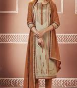 Beige Embroidered Silk Blend Salwar