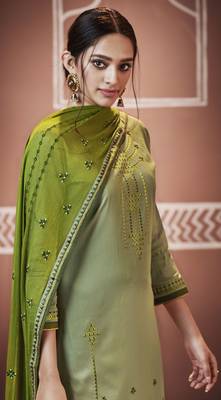 Sea-Green Embroidered Silk Blend Salwar 2