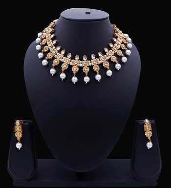 Lalso Beautiful Delicate Pearl Drop White Necklace Earring Jewelry Set - LDN23_WT 3