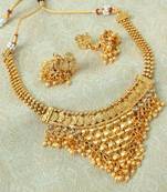 Lalso Beautiful Gold Plated Golden Delicate Jalebi Bandhani Necklace Earring Jewelry Set - LJBDN02_LCT